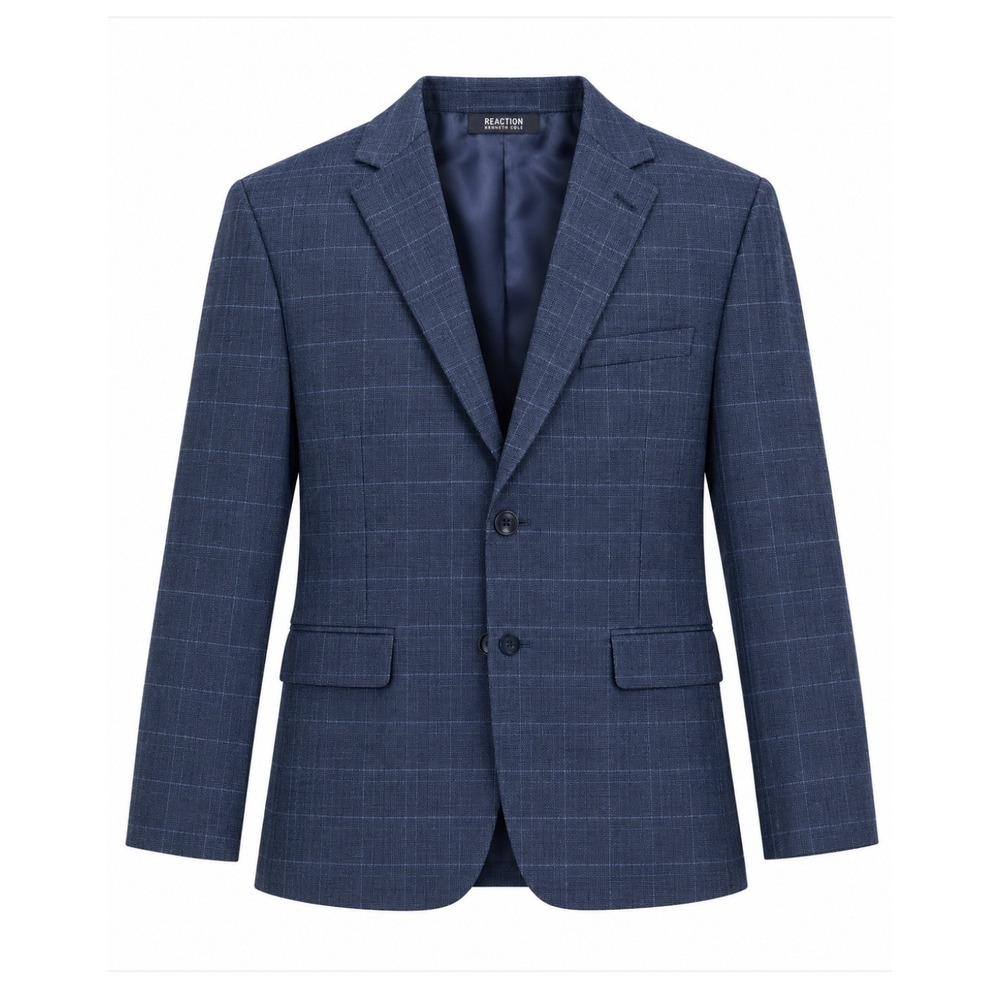 NEW Kenneth Cole Reaction Boys 2-Piece Suit Navy Plaid Pattern (Size 8)